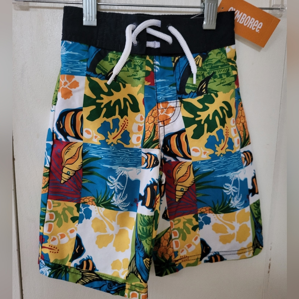 NWT Gymboree Kid's Colorful Tropical Swim Trunks Sz 3